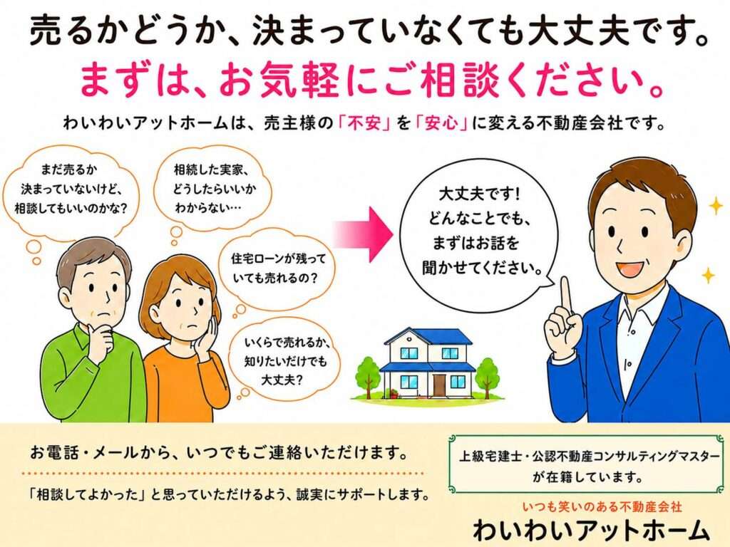 売るかどうか決まっていなくてもご相談できます。府中市の不動産売却、不動産購入大成功!