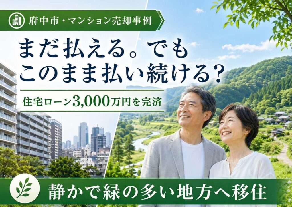 府中市のマンションを売却して住宅ローン3,000万円を完済し、緑の多い地方へ移住した事例
